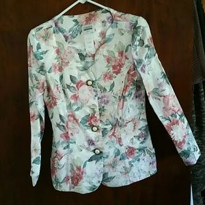 Vintage Floral Print Blazer